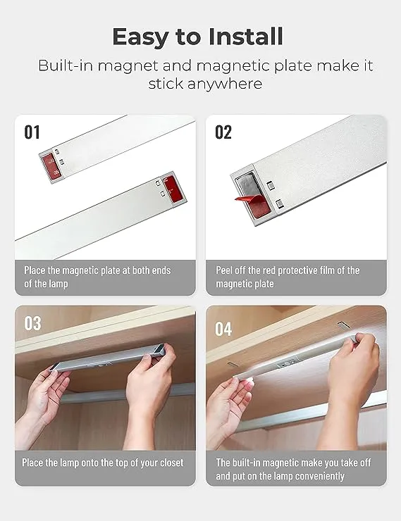 Motion Sensor Closet Lighting with Eye-Protection - Wireless LED Night Lights for Cabinets and Pantries (80 Lumen, 6000k, 80+ CRI)