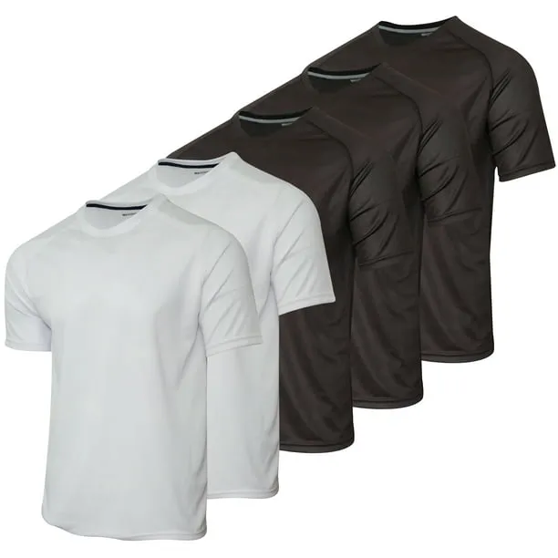 5 Pack: Youth Mesh Moisture Wicking Active Athletic Performance Short-Sleeve T-Shirt Boys & Girls