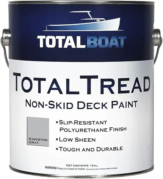 TotalBoat TB-TREADGG Non-Skid Deck Paint, Marine-Grade Anti-Slip Traction Coating for Boats, Wood, Fiberglass, Aluminum, and Metals (Gray, Gallon)