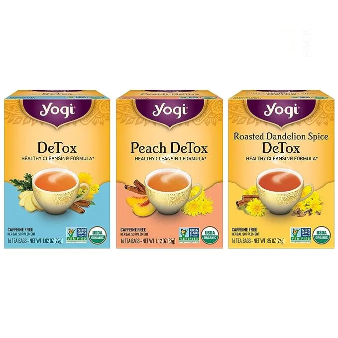 Yogi Tea Herbal Detox Tea Variety Pack Sampler (3 Pack) 48 Tea Bags