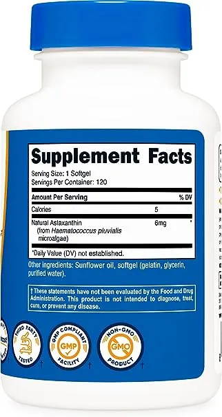 Nutricost Astaxanthin 6mg, Non-GMO and Gluten Free, 120 Softgels (4 Month Supply)