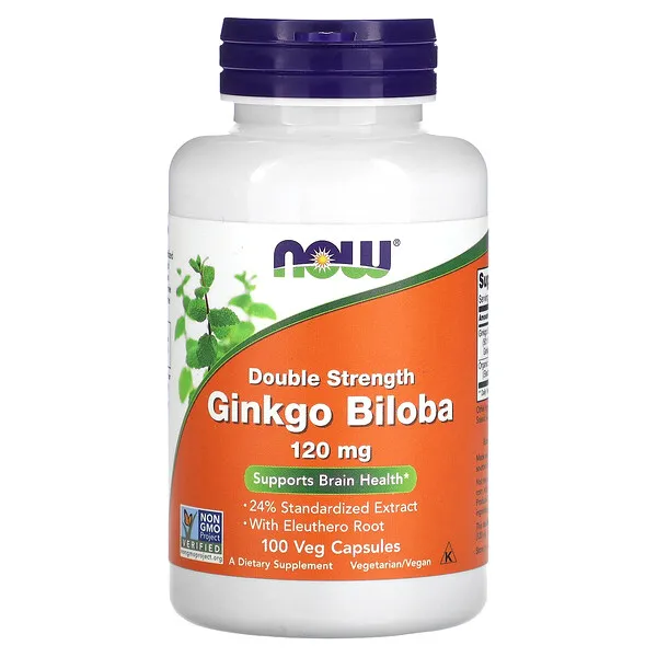 NOW Supplements, Ginkgo Biloba 120 mg, Double Strength, Non-GMO Project Verified, 200 Veg Capsules