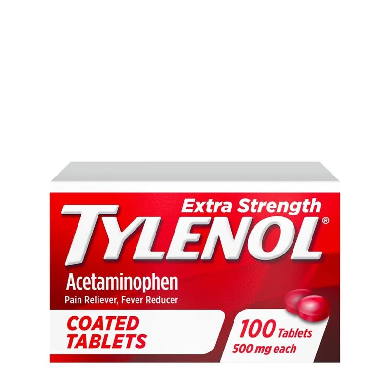 Tylenol Extra Strength Coated Tablets, Acetaminophen Adult Pain Relief & Fever Reducer, 100 ct