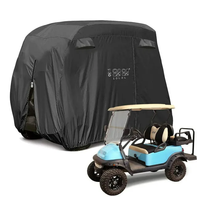 Black Golf Cart Cover for 2 / 4 Passenger Yamaha EZGO Club Car Extended Roof 80&#034;