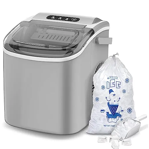 COWSAR Ice Maker Countertop, Portable Ice Machine with Self-Cleaning, 26.5lbs/24Hrs, 9 Bullet Ice Cubes in 6 Mins, Ice Basket and Scoop, Ideal for Home, Kitchen, Bar, Camping