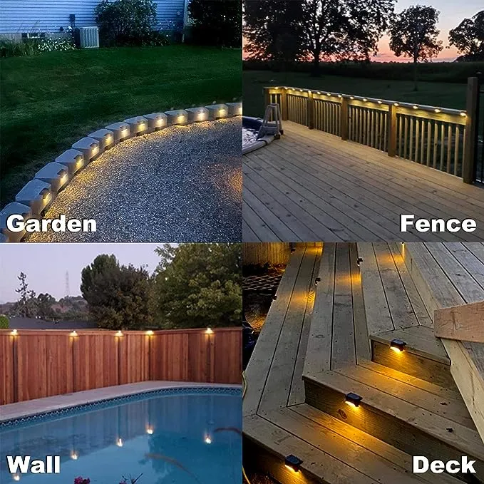 DenicMic 16 Pack Fence Post Solar Lights for Patio Pool Stairs Step and Pathway, Weatherproof LED Deck Lights Solar Powered Outdoor Lights (Warm White)DenicMic 16 Pack Fence Post Solar Lights for Patio Pool S…