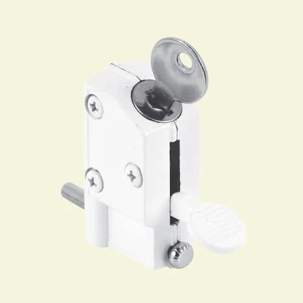 Prime-Line U 9884 Diecast, White, Keyed Step-On, Sliding Patio Door Lock (Single Pack)