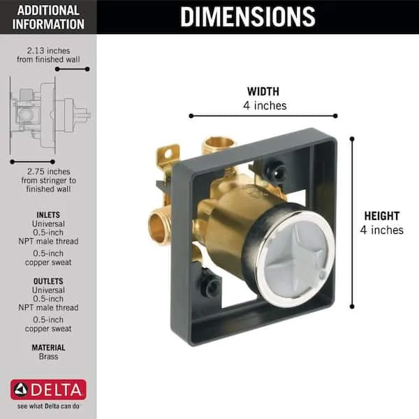 Delta 1/2-in ID Copper Sweat x 1/2-in OD Copper Sweat Brass Thermostatic Mixing Valve