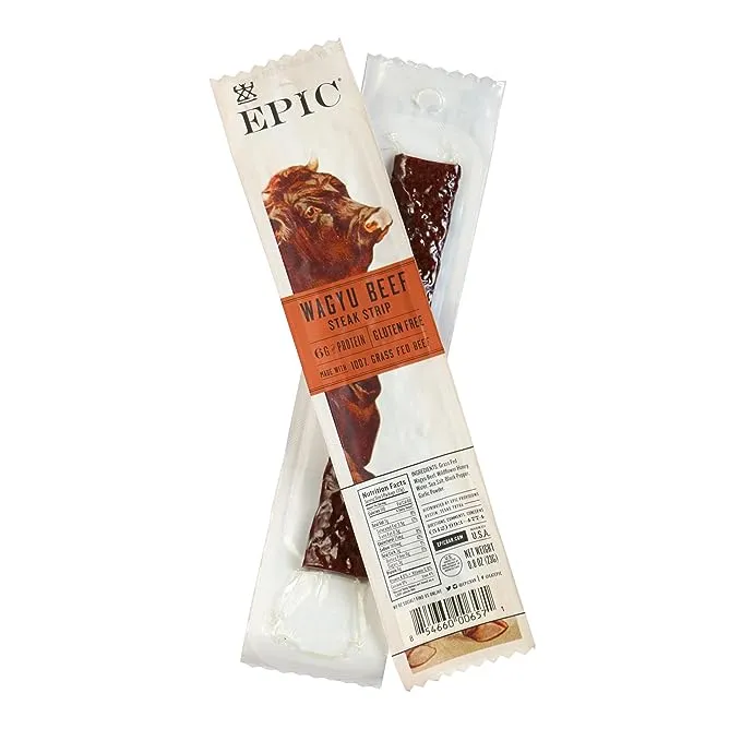 EPIC Wagyu Beef Steak Strips, Grass-Fed, Paleo Friendly, 20 ct, 0.8 oz Strips