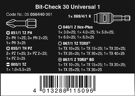 Wera Bit-Check 30 Universal 1 05056440001