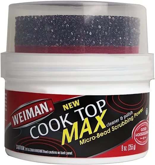 Weiman Cooktop Cleaner Max - 9 Ounce - Easily Remove Burned-On Food, Grease and Watermarks, Leaving Your Glass Cook Top Sparkling