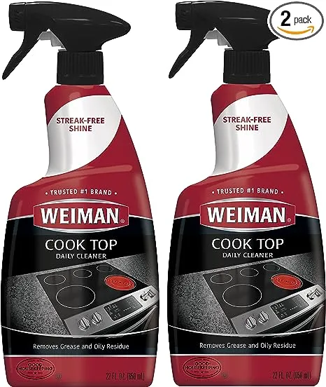 Weiman Cooktop Cleaner for Daily Use (2 Pack) Streak Free, Residue Free, Non-Abrasive Formula - 22 Ounce