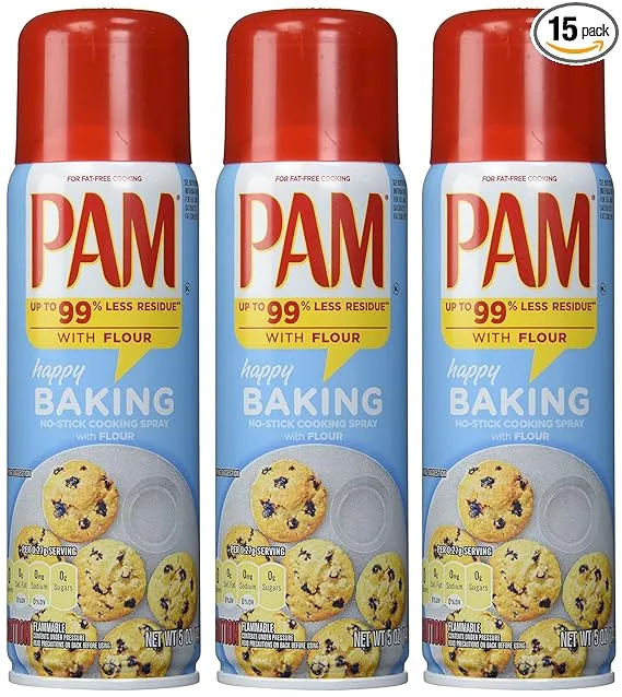 PAM Baking Spray with Flour 5 fl oz PACK, 15 Ounce, (Pack of 3)PAM Baking Spray with Flour 5 fl oz PACK, 15 Ounce, (Pack…