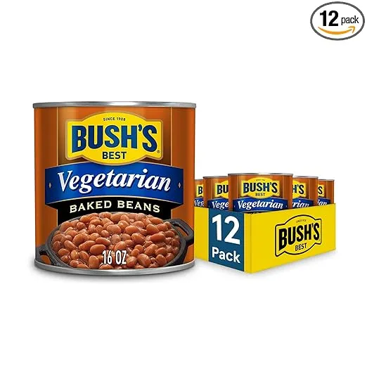 BUSH'S BEST 16 oz Canned Homestyle Baked Beans, Source of Plant Based Protein and Fiber, Low Fat, Gluten Free, (Pack of 12)