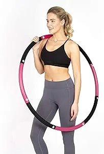 HEALTHYMODELLIFE Exercise Fitness Hoop for Adults - Easy to Spin, Premium Quality and Soft Padding Weighted Hoop - Detachable Hoops for Home & Gym Workouts