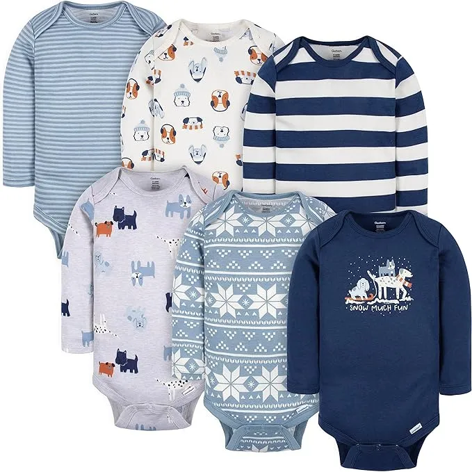 Gerber 6-Pack Baby Boys Snow Much Fun Onesies Bodysuits - 6-9mo