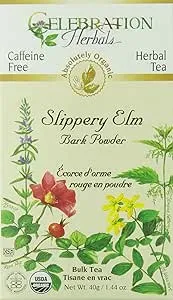 Celebration Herbals Slippery Elm Bark Powder Loose Pack Tea Caffeine Free, 40g