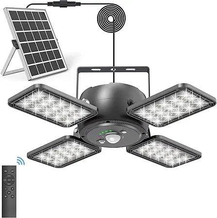 luz solar para interiores y exteriores 1200 lúmenes 144 LED luz solar con sensor de movimiento con 5 modos de iluminación y control remoto