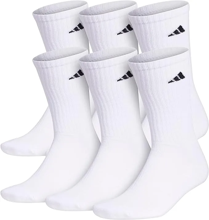 adidas Men's Athletic Cushioned Crew Socks with Arch Compression for a Secure Fit (6-Pair)