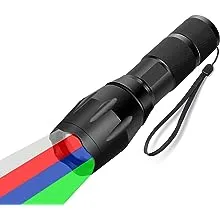 4 in 1 Multicolor Red Green Blue White Flashlight, Single Mode White Red Green Blue Light Flashlight, White Red Green Blue LED Red Green Blue White Red Light for Outdoor Activities