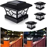 VOLISUN Solar Post Cap Lights Outdoor, Solar Powered Fence Post Cap Lights for 4x4 Vinyl/Wood Post, White Waterproof Solar Deck Post Lights 8Pack Cool/Warm for Garden Patio Porch...