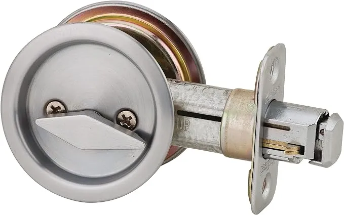 Kwikset Round Privacy Pocket Door Lock Satin Chrome