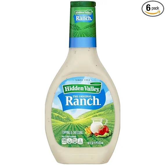 Hidden Valley Original Ranch Salad Dressing & Topping, Gluten Free - 16 Ounce Bottle - Pack of 6 (Package May Vary) (00551)