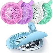 Vibrant Drain Hair Catcher 5-Pack - Durable Silicone Like Shower Drain Cover Hair Catcher for Bath, Sink, Shower, and Bathtub - Home Essentials Drain Cover to Help Prevent Clogging