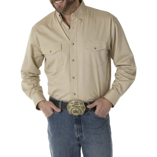 Long Sleeve Solid Twill button:Tan:REG:M | Men's SHIRTS | Wrangler®