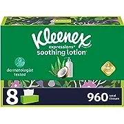 Kleenex Soothing Lotion Facial Tissues, 4 Cube Boxes (260 Total Tissues)