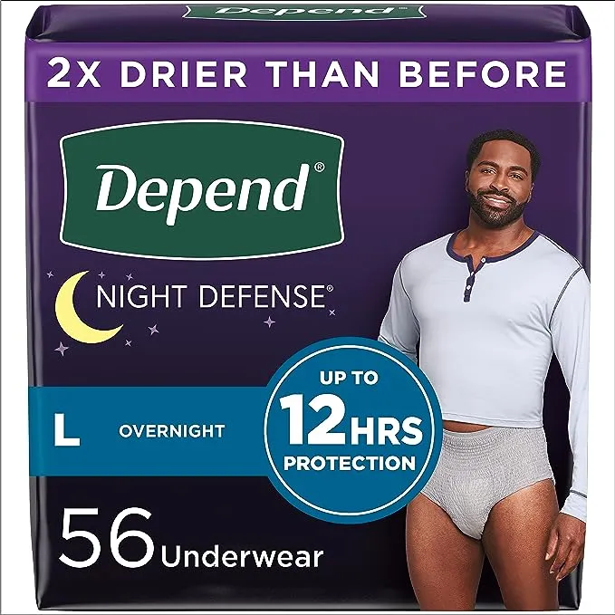 Depend Night Defense Adult Incontinence Underwear for Men, Disposable, Overnight