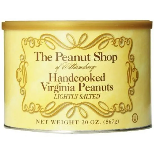 The Peanut Shop of Williamsburg Salt Free Handcooked Virginia Peanuts, 32-Ounce Tin