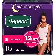 Depend Night Defense Underwear for Women, Small (16 Pack)