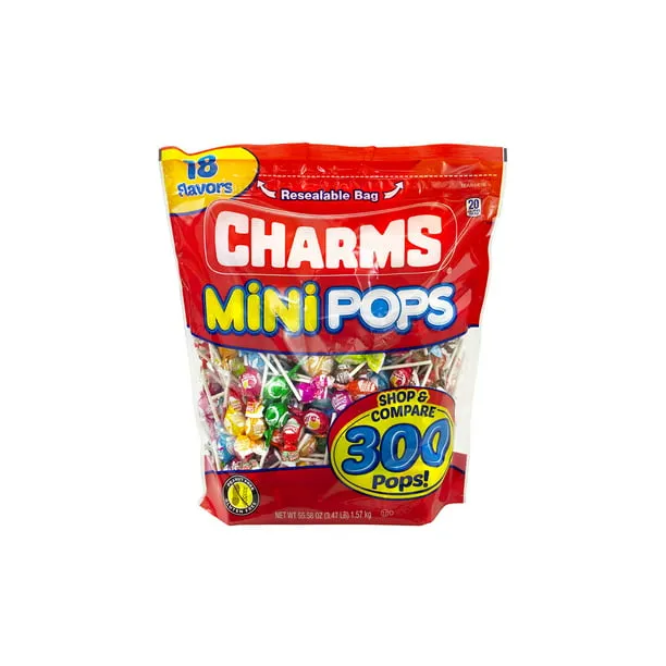 Tootsie Roll Charms Mini Pops, 18 Flavors, Individually Wrapped, Peanut Free, Gluten Free, 300 Count, 1-Pack