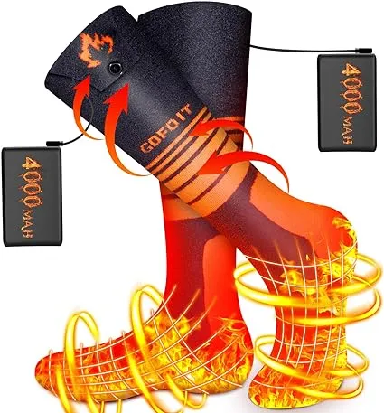 GOFOIT Electric Heated Socks for Men & Women, 2023 Upgraded 4000mAh Rechargeable ...