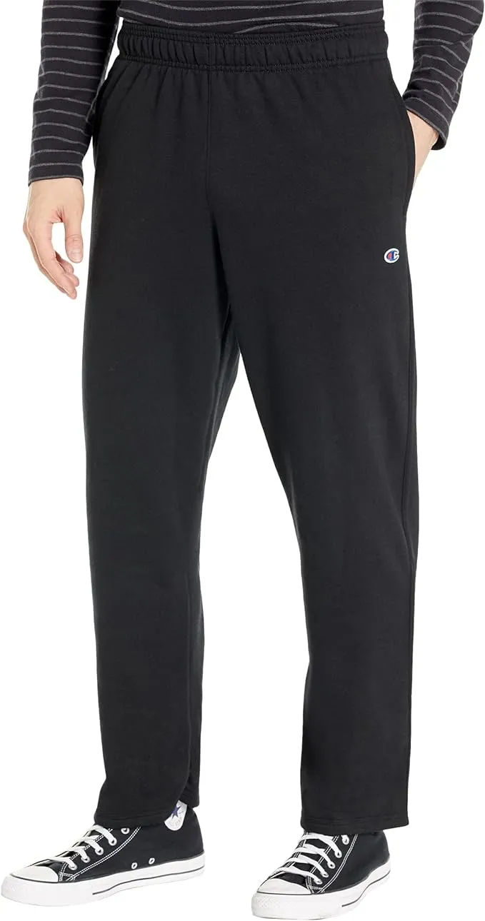 Champion Men's Powerblend Fleece Open Bottom Pants Black