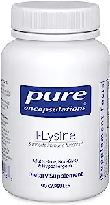 Pure Encapsulations L-Lysine - Essential Amino Acid Supplement for Immune Support & Gum, Lip Health* - with L-Lysine HCl - 90 Capsules