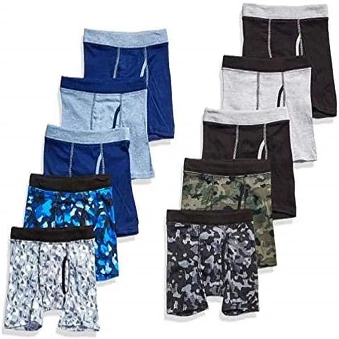 Hanes Boys Printed Boxer Briefs with ComfortSoft Waistband 10-Pack