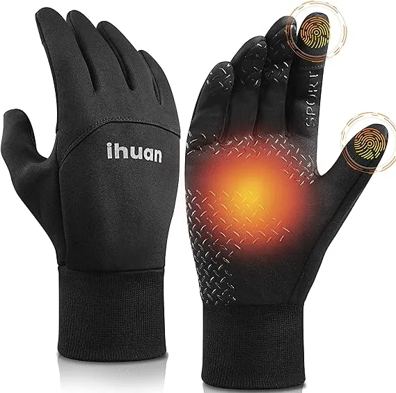 ihuan Winter Gloves for Men Women-Waterproof Running Cycling Glove for Cold Weather, Thermal Warm Windproof Gloves Touch Screen Finger for Skiing