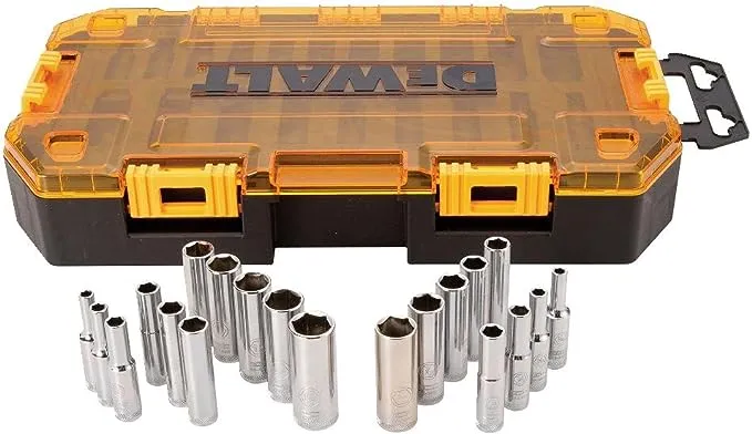 DEWALT Deep Socket Set, 20-Piece, 1/4" Drive Metric/SAE (DWMT73811)DEWALT Deep Socket Set, 20-Piece, 1/4" Drive Metric/SAE…