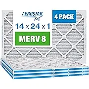 Aerostar 14x24x1 MERV 8, Air Filter, 14x24x1, Box of 4, White