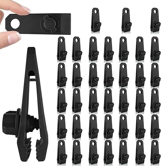 40PCS Tarp Clips Heavy Duty Lock Grip,Tent Clip,Tarp Clamp,Tarp Clip Heavy Duty Clips,Locking Thumb Screw Clip,Tarp Hold Down Clips,Screw in Ground Tie Downs,Awning Tarp Clamps for Canopy Outdoor