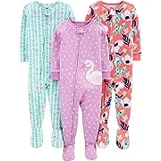 Simple Joys by Carter's Toddlers and Baby Girls' Snug-Fit Footed Cotton Pajamas, Pack of 3