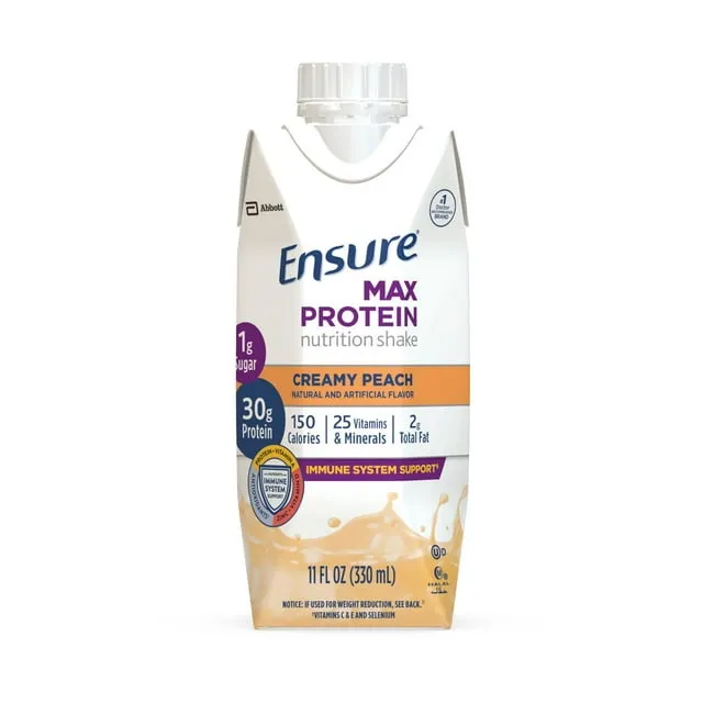 Ensure Max Protein Nutrition Shake, Creamy Peach, 11 fl oz, 12 Count