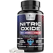 Extra Strength Nitric Oxide Supplement L Arginine 3X Strength - Citrulline Malate, AAKG, Beta Alanine - Premium Muscle Supporting Nitric Oxide Booster for Strength & Energy Supplements - 120 Capsules