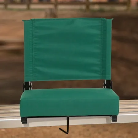 Flash Furniture Grandstand Comfort Seats by Flash - 500 lb. Rated Lightweight Stadium Chair with Handle & Ultra-Padded Seat Hunter Green