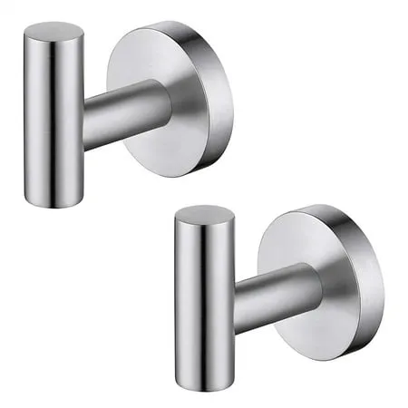 NIERBO Gray Towel Hook Bathroom Wall Heavy Duty Robe Hook Holder SUS304 Stainless Steel Brushed 2 Pack