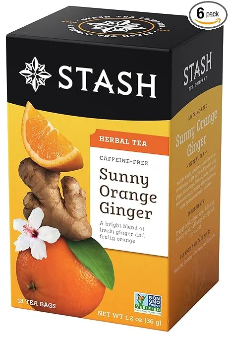 Stash Tea Sunny Orange Ginger Herbal Tea Bags 18 tea bags