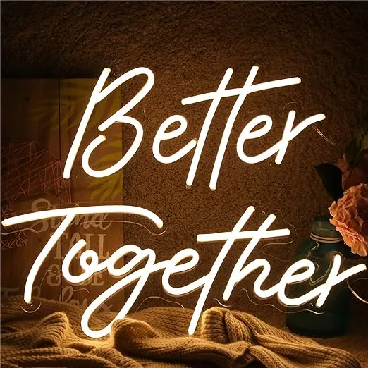 ATOLS Better Together Large Neon Sign for Wall Decor,with Dimmer Switch,12V Reusable Neon Light Sign for Engagement Party,Wedding Decoration,Warm White 23.5x10.5 & 17.5x8.5Inch (Power Adapter included)