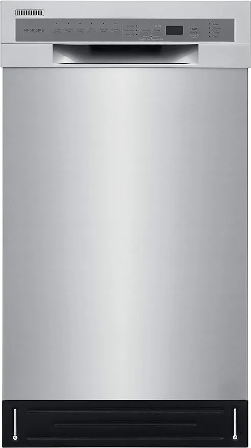 Frigidaire 18" Compact Front Control Built-In Dishwasher with Stainless Steel Tub, 52 dba - Stainless Steel